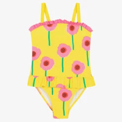 Stella McCartney Kids Teen Girls Yellow Flower Print Swimsuit (UPF50+)