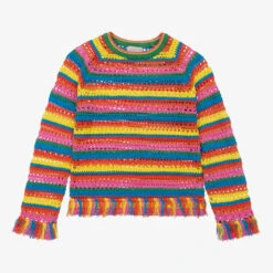 Stella McCartney Kids Teen Red Rainbow Stripe Knit Sweater