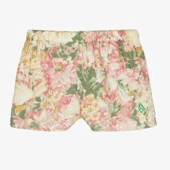 The Animals Observatory Teen Girls Beige & Pink Floral Shorts