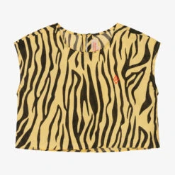 The Animals Observatory Teen Girls Black & Yellow Zebra Print Top