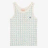 The Animals Observatory Teen Girls Ivory & Blue Grid Vest Top