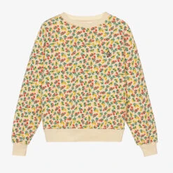 The Animals Observatory Teen Girls Ivory Cotton Floral Sweatshirt