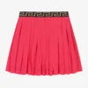 Versace Teen Girls Fuchsia Pink Pleated Satin Skirt
