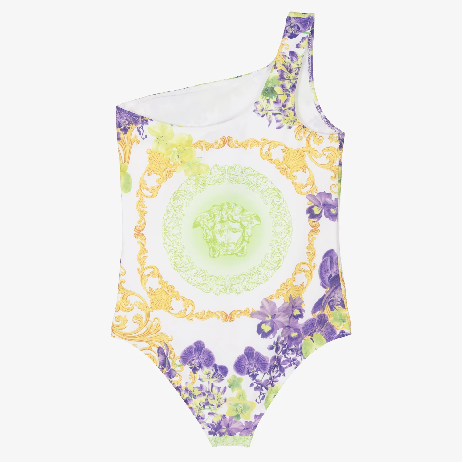 Versace Teen Girls White Medusa Orchid Swimsuit 2 Versace Teen Girls White Medusa Orchid Swimsuit - Image 2