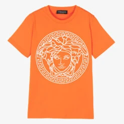 Versace Teen Orange Medusa Cotton T-Shirt