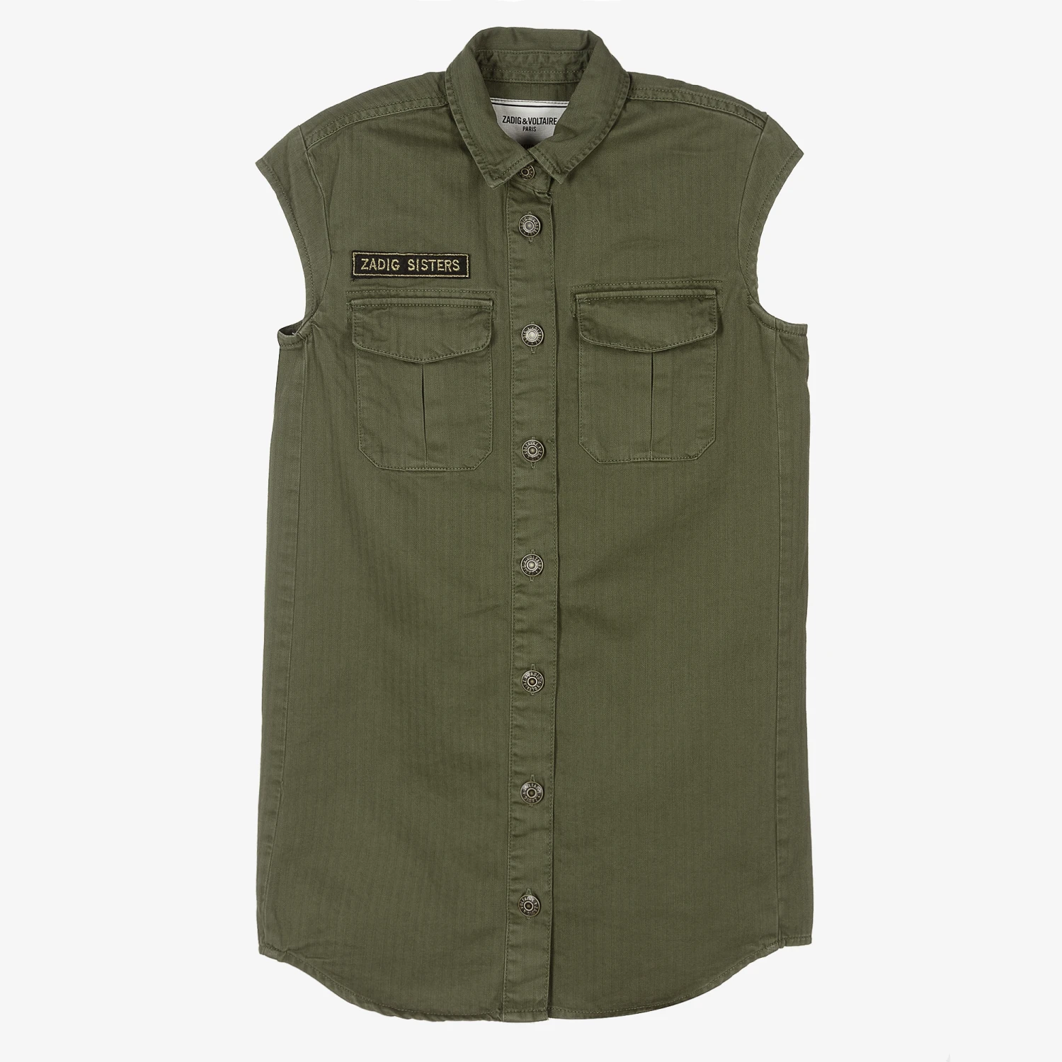 Zadig & Voltaire Zadig&Voltaire Teen Girls Green Shirt Dress 1 Zadig & Voltaire Zadig&Voltaire Teen Girls Green Shirt Dress